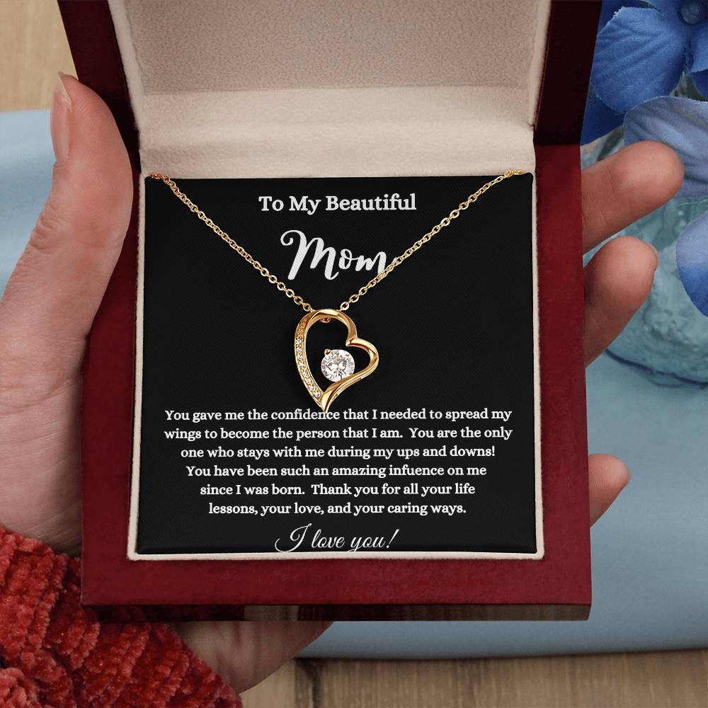 Forever heart necklace -To my Beautiful Mom message card