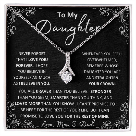 To My Beautiful Daughter Love Mom & Dad | Necklace and Message card