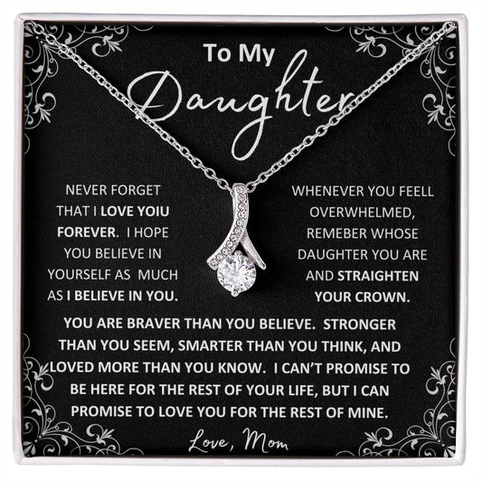 To My Beautiful Daughter Love Mom | Necklace and message card