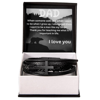 cross bracelet with message card for Father's Day