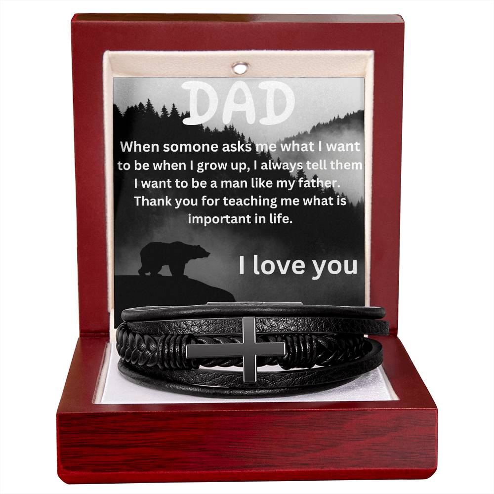 cross bracelet with message card for Father's Day